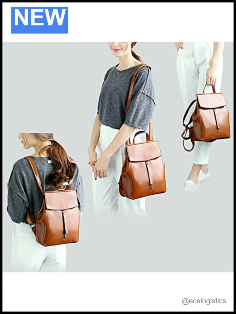 Genuine Leather Convertible Backpack Handbag Purse, 3-in-1 Carry Styles